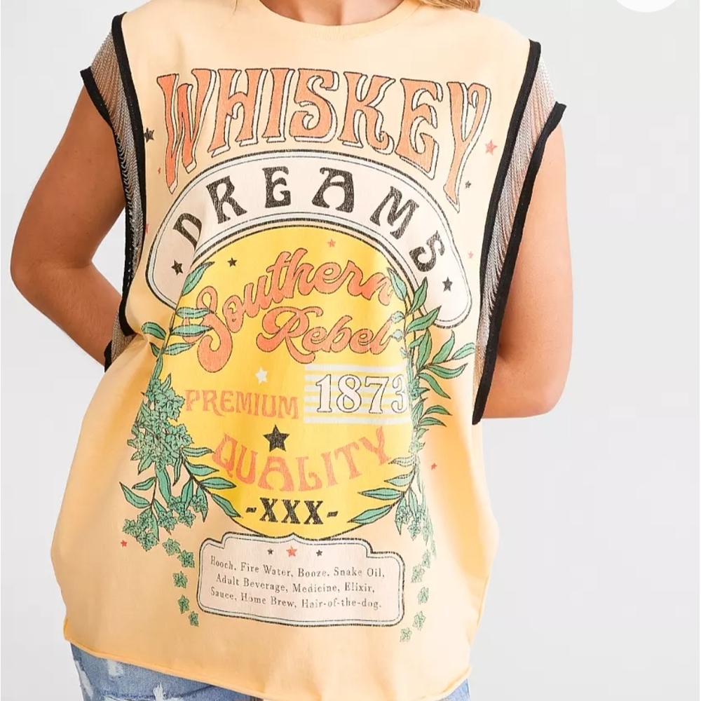 SZ M Goodie Two Sleeves Whiskey Dreams Chain Trim Sleeveles Top. Concert  NWOT